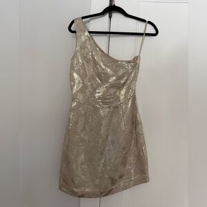 Tory Burch Shimmering Gold One-Shoulder Dress